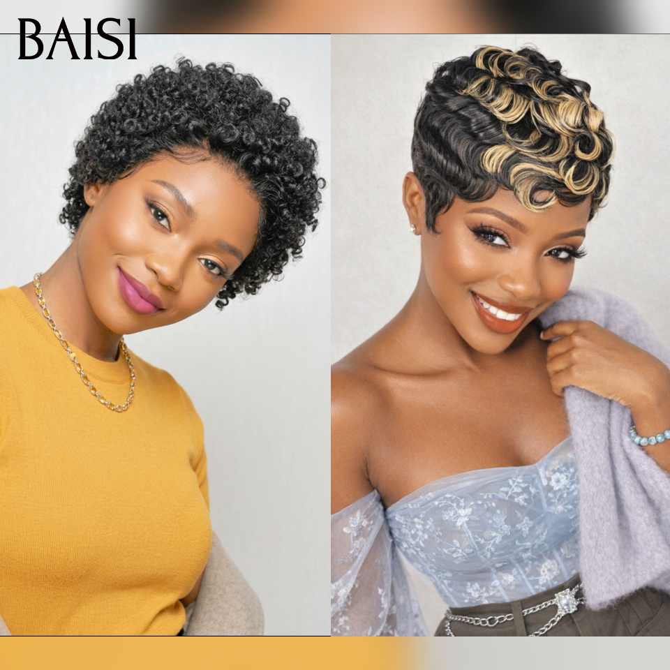 BAISI Achetez 1 + 1 Gratuite = 69€ Sans Colle 2 couleur NOIR et Mixte en 100% vrais cheveux humains code:FR38