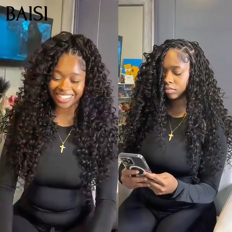 BAISI Tissages avec Crochet Hair Extensions de Cheveux Humain Prix à partir de 99€ Curly Double Tête Style 100% Corchet Invisible en 100% réel