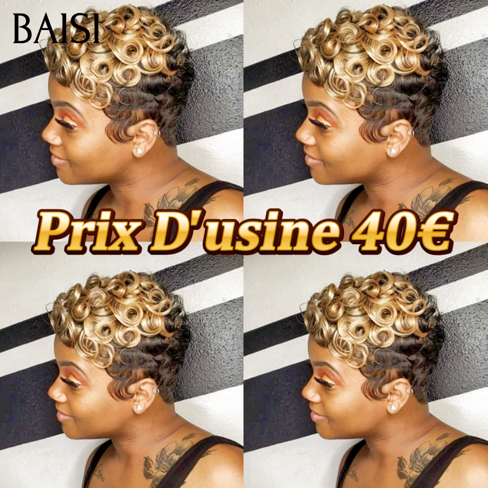 BAISI Achetez 2 perruques minimum au prix d'usine fournisseur Pixie Sans Colle 40€ finger wave ou 13x4 Frontal Perruque Bob Lisse En Violet Coupe Carrée En 100% Vrais Cheveux Humains (Pas Besoins De Code)