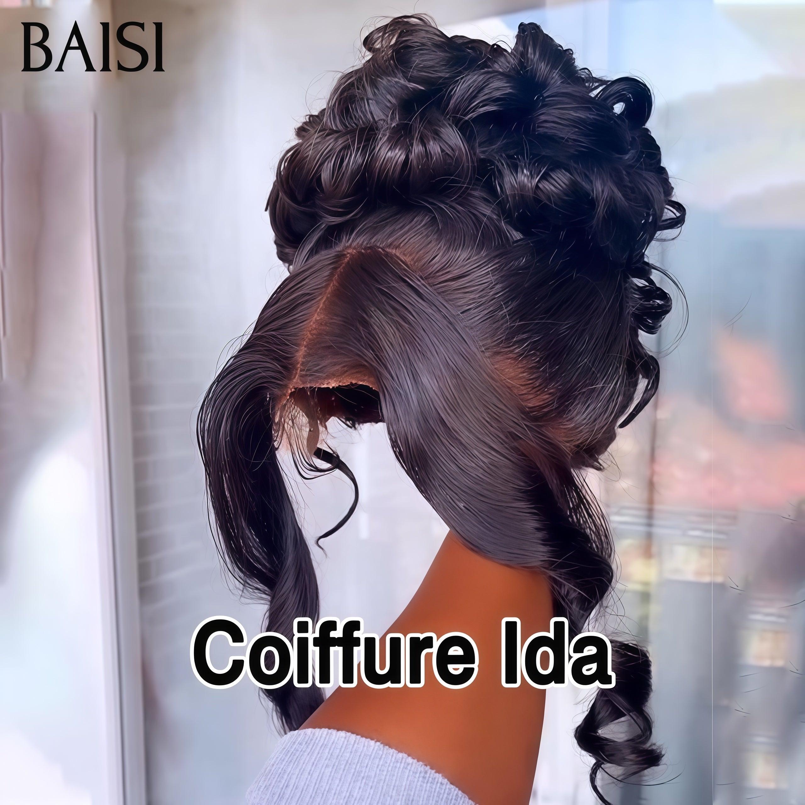 BAISI Coiffure de luxe Ida Perruques Mariage noir Prête à porter chignon et personalisation comme sur la vidéo 100% identique avec lace frontale événement spécial VIP100
