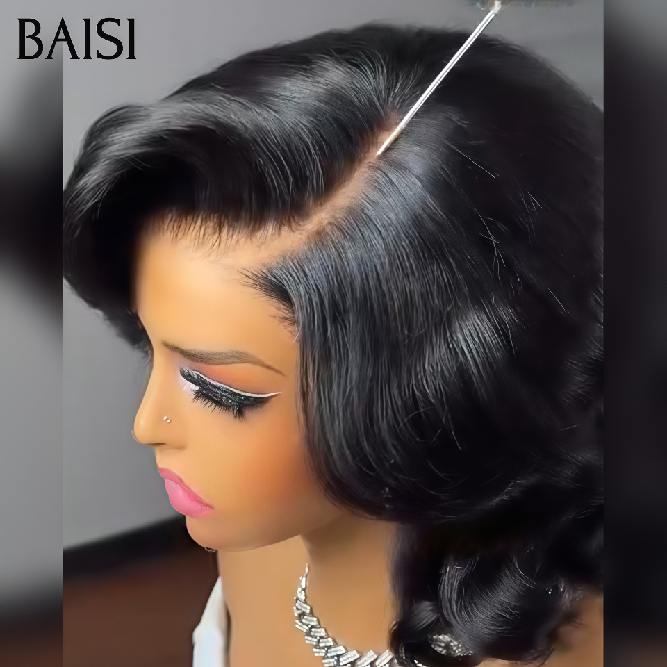 BAISI Perruque 10 pouce Sans Colle Egg wave en noir 88€ ou 4x4 coupe à la mode couleurs blonde #613 wave 8 pouce 200% volume