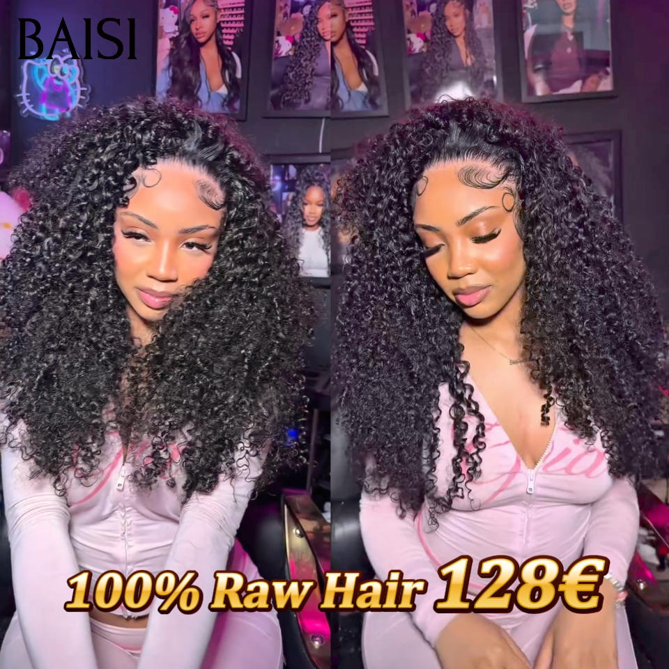 BAISI Nouvelle Arrivée Promo 100% Raw Hair curly wave 20 pouces en noir 128€ ou 13X4 lace frontal BOB curly wave 14 pouces Moitié Prix en couleur NOIR Mixte Miel 85€ 100% cheveux humains