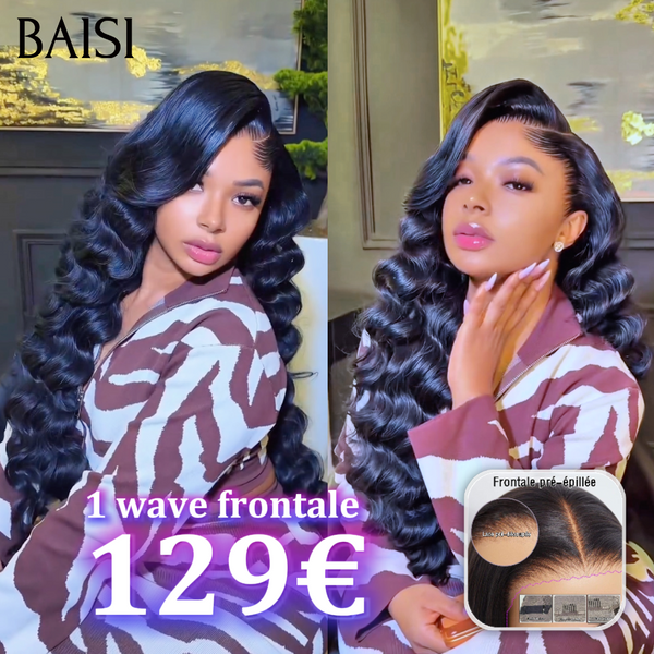 BAISI body wave frontale 20 pouces en noir 129€ ou 2 Perruques 210€ Moitié Prix lace Frontal Lisse et curly wave 200% densité plus de 20 ans d' utilisations en 100% vrais cheveux humains