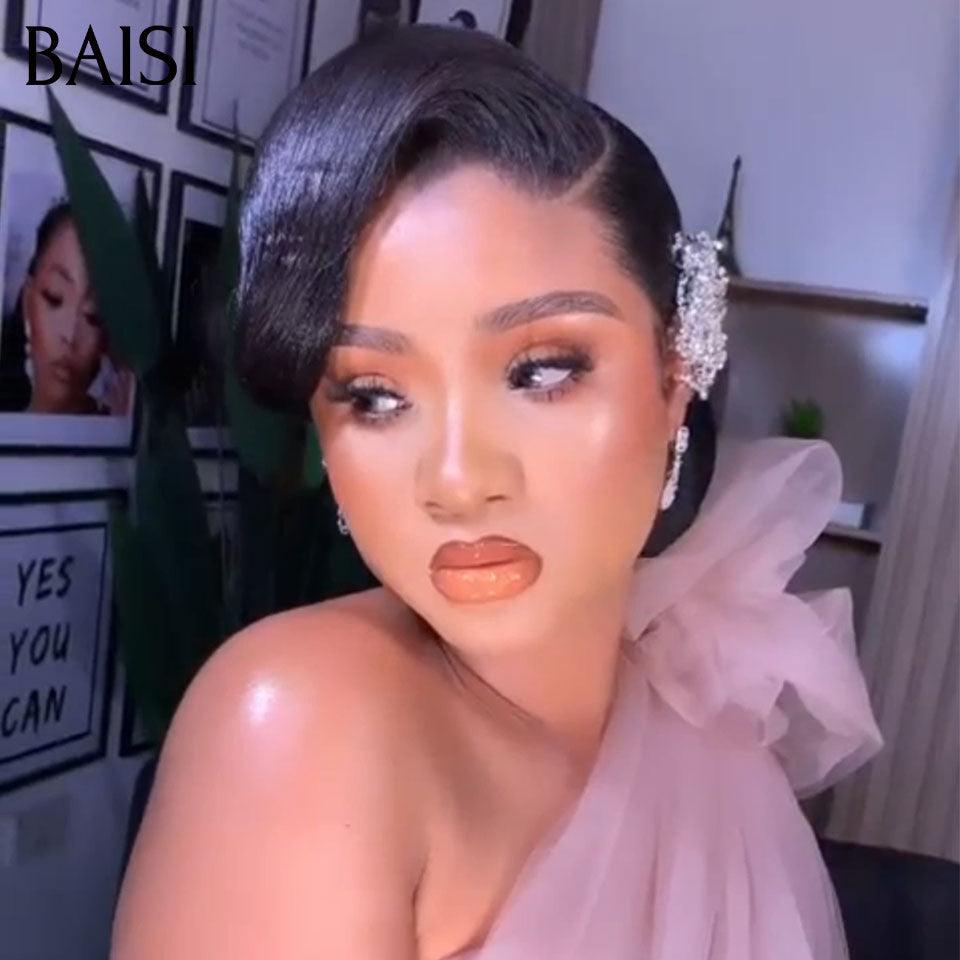 BAISI Coiffure de luxe Dawn Perruques Mariage noir Prête à porter chignon et personalisation comme sur la vidéo 100% identique avec lace frontale événement spécial BS120