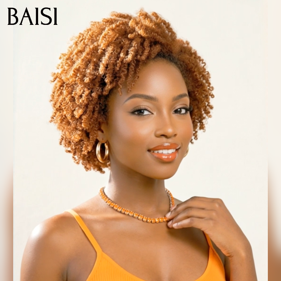 BAISI 13X4 lace frontal perruques afro curly en Couleur marron 76€ ou Couleur 4#27# F-905 59€ en 100% Vrais Cheveux Humains