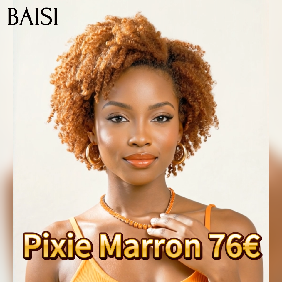 BAISI 13X4 lace frontal perruques afro curly en Couleur marron 76€ ou Couleur 4#27# F-905 59€ en 100% Vrais Cheveux Humains