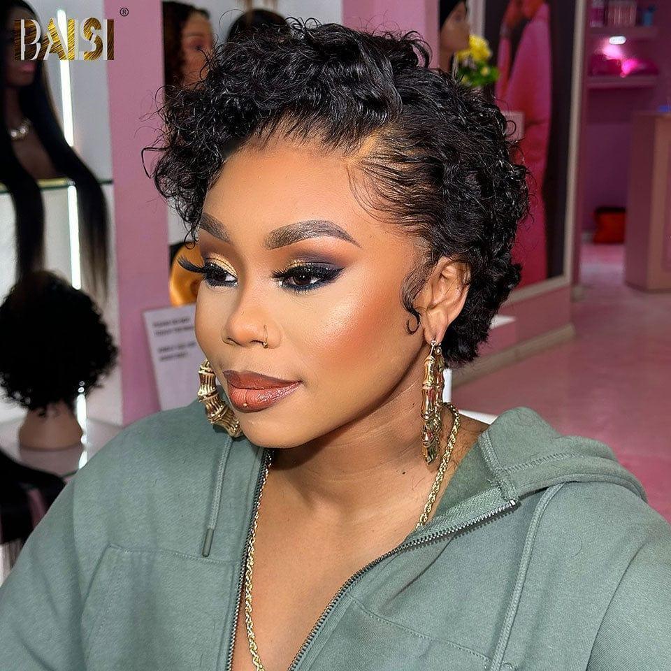 BAISI 13x1 Lace Perruque Curly En Couleur Variée en 100% Cheveux Humains en Mèche Indian Brésilien