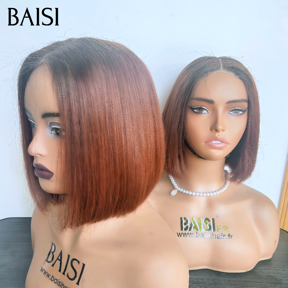 BAISI 2x6 lace closure Perruque Lisse en brun 4T33# DE LUXE SDD bone straight Vidéo 100% Réelle en 100% Cheveux Humains