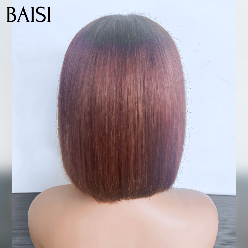 BAISI 2x6 lace closure Perruque Lisse en brun 4T33# DE LUXE SDD bone straight Vidéo 100% Réelle en 100% Cheveux Humains