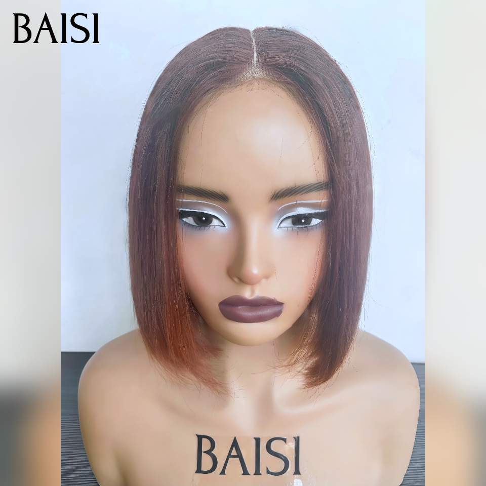 BAISI 2x6 lace closure Perruque Lisse en brun 4T33# DE LUXE SDD bone straight Vidéo 100% Réelle en 100% Cheveux Humains