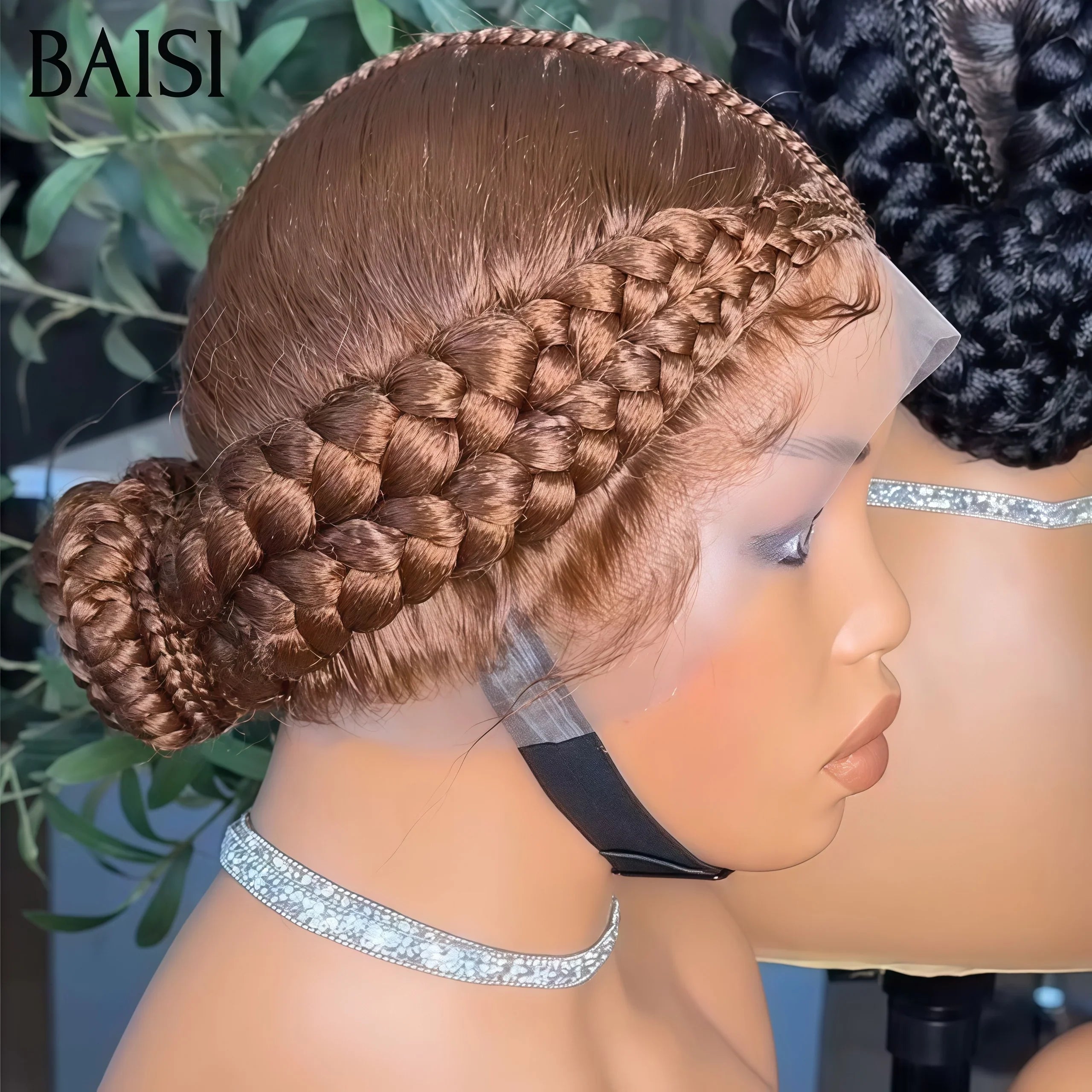 BAISI Perruque Full Lace 100% Cheveux Naturels Full lace perruque Petite natte en Couleur NOIR ou marroon Coiffure Chignion 100% Comme la video 100% cheveux humains