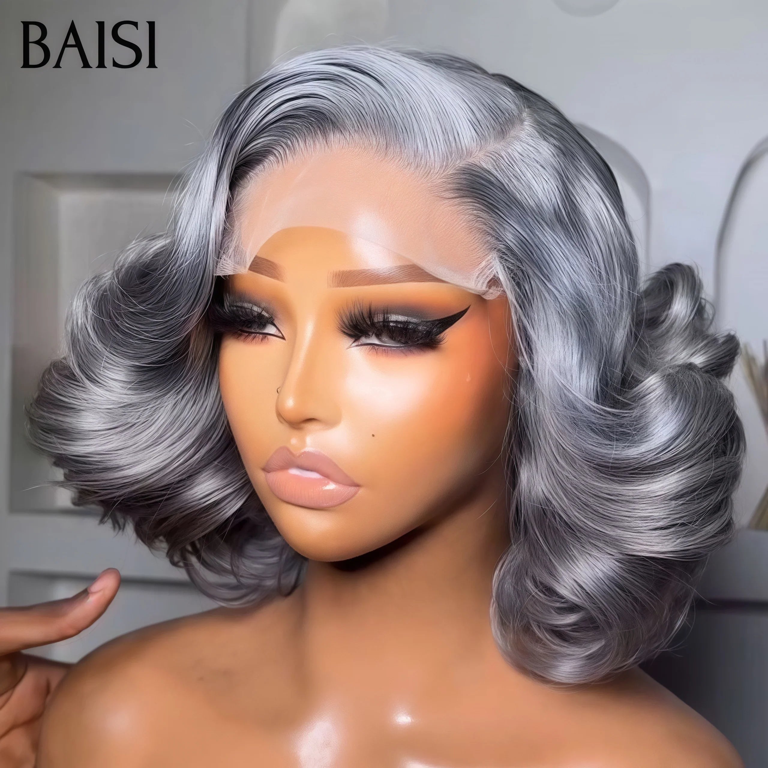 BAISI Pixie Peruca Cores Personalizadas Na Cor 1BT-4 #350 # € 66 em Cabelo 100% Humano FR38