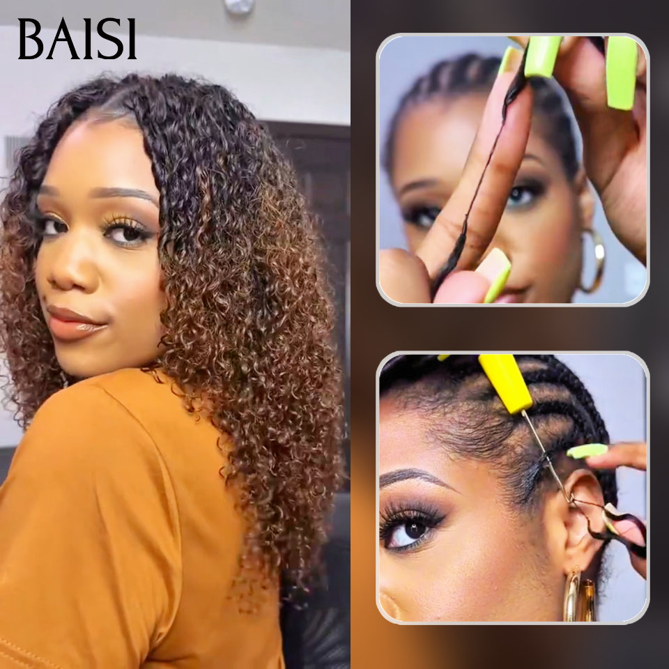 Nouvelles tendances en matière de perruques Extensions de Cheveux Humain Plume Double Tête Style Crochet Hair Sans Colle curly Wave marron 100% Naturel Invisible & Confort, Garantie 20 ans
