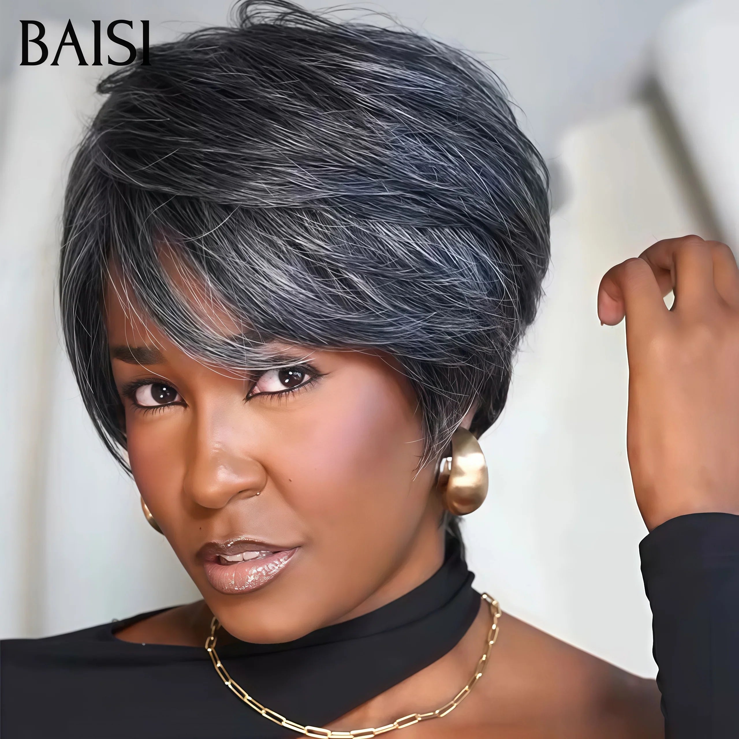 BAISI 13X4 Straight Bob Wig In Brown #4 Pre-Plucked No Glue Needed in 100% Raw Hair Lace Already Cut