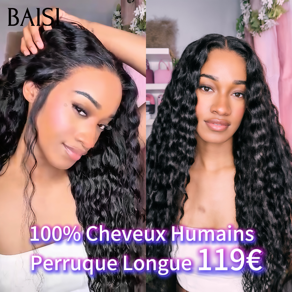 13x4 lace frontal Perruque deep wave 22 pouce 119€ en couleur NOIR en France en 100% Cheveux Humains