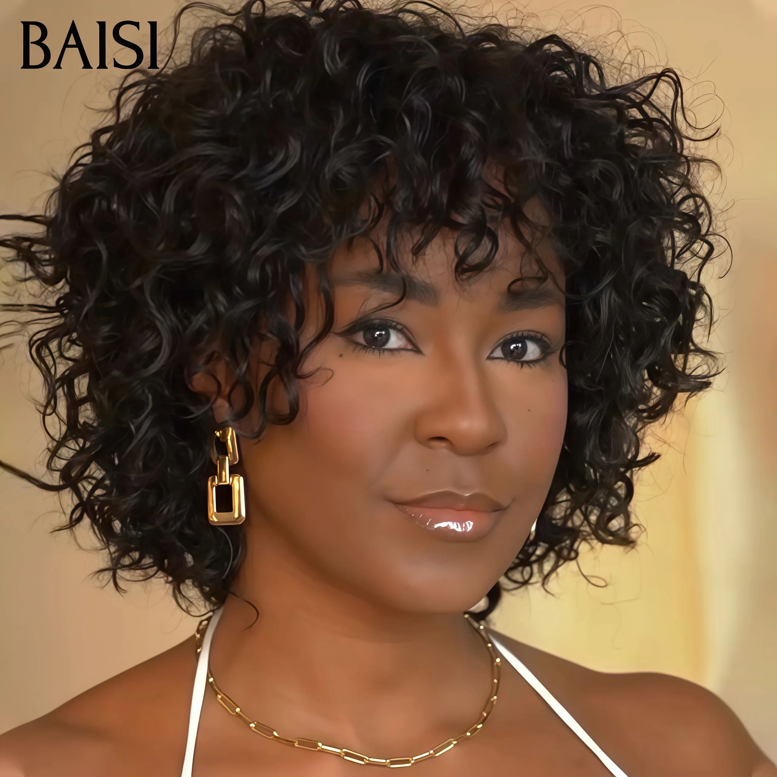 Parrucca BAISI da 10 pollici € 69 Macchina per onde d'acqua ricci realizzata con capelli umani al 100%.