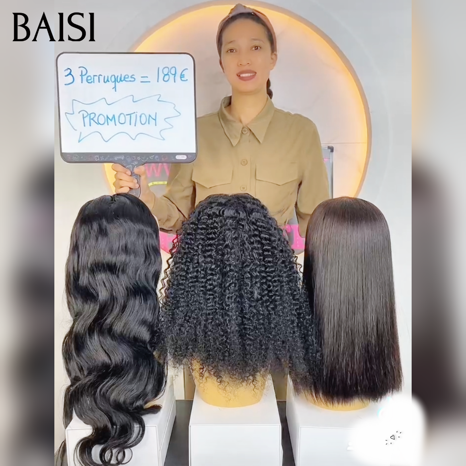 Vente flash 3 perruques 189€ 13x4 lace frontale body wave 20 pouces et 4x4 lace lisse 10 pouces et 4x4 lace curly wave 18 pouces en 100% Cheveux Humains for black women