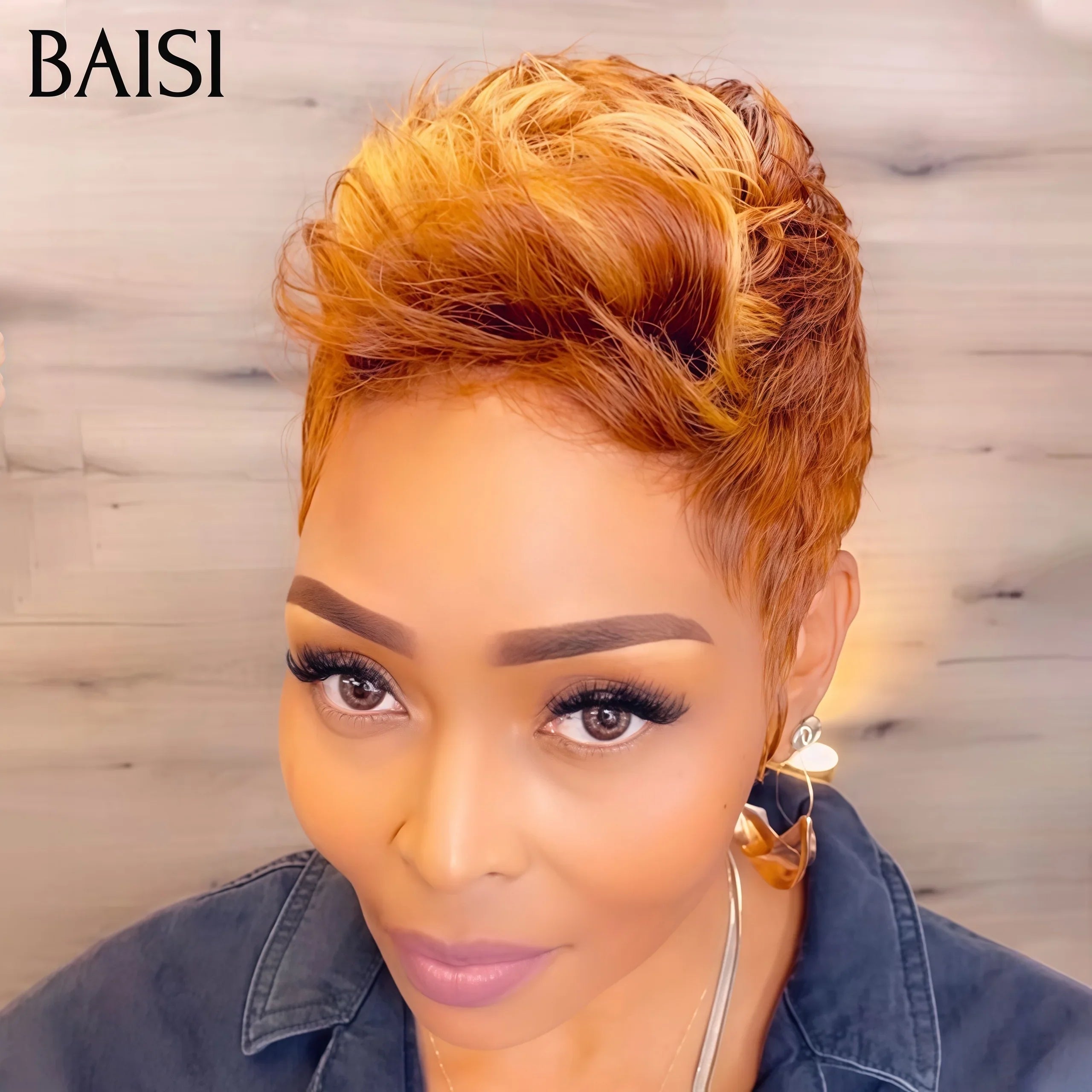 Parrucca BAISI 13X4 in pizzo Pixie Wave a colori 99J# € 65 in capelli umani al 100% BAISI20
