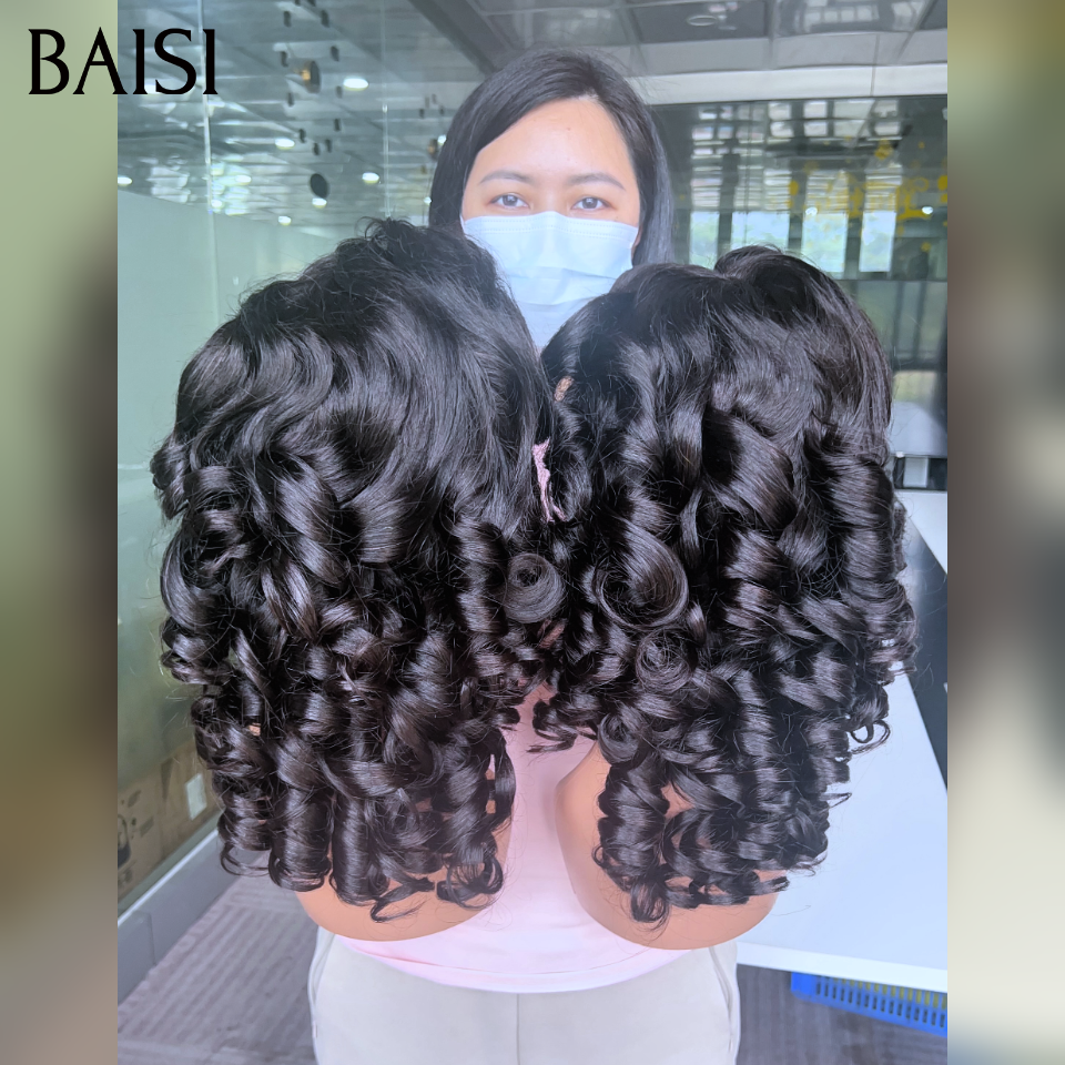 BAISI Perruques en France 13x6 Front Lace Body wave Couleur NOIR Sans Colle 22 Pouces Perruque 100% Cheveux Humains