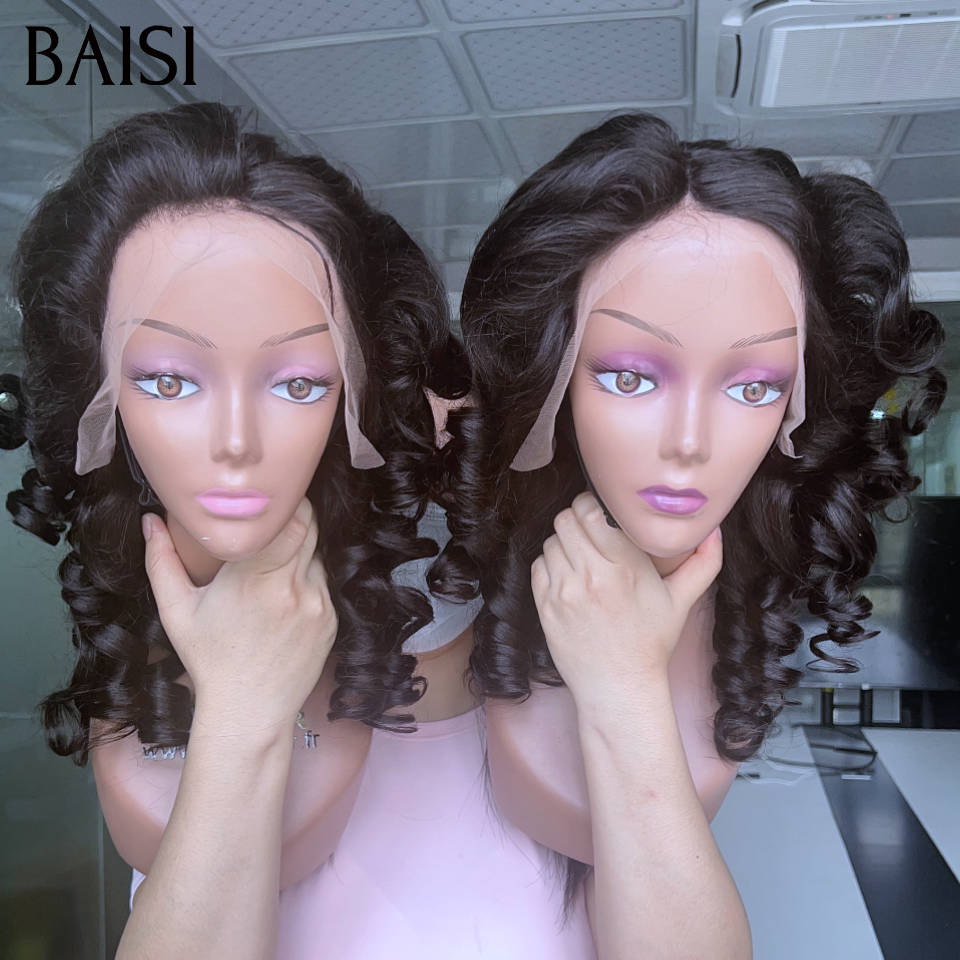 BAISI Perruques en France 13x6 Front Lace Body wave Couleur NOIR Sans Colle 22 Pouces Perruque 100% Cheveux Humains