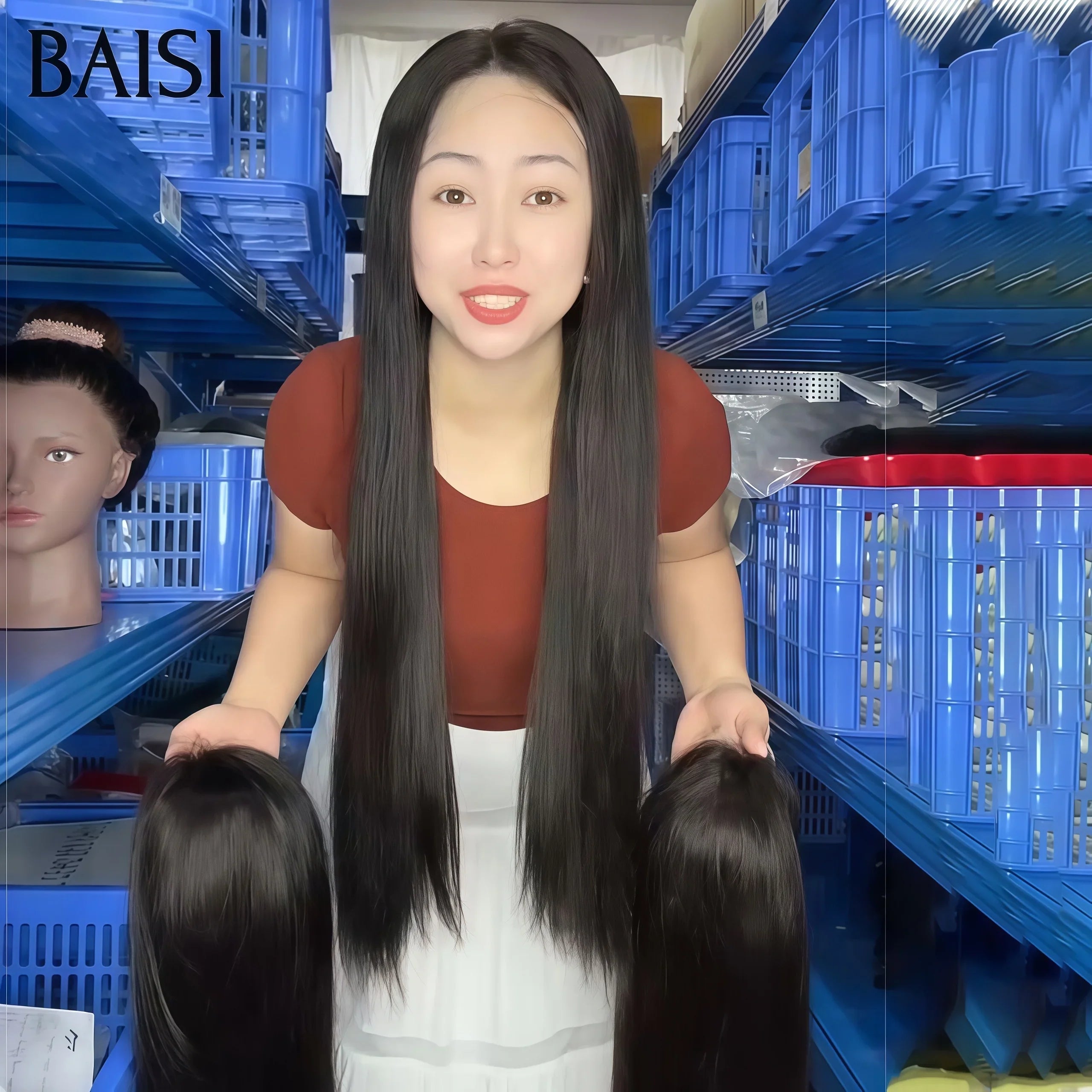 BAISI 13X4 lace Perruques pour revendre 130€ Lisse 24 pouces couleur NOIR en 100% vrais cheveux humains BS65