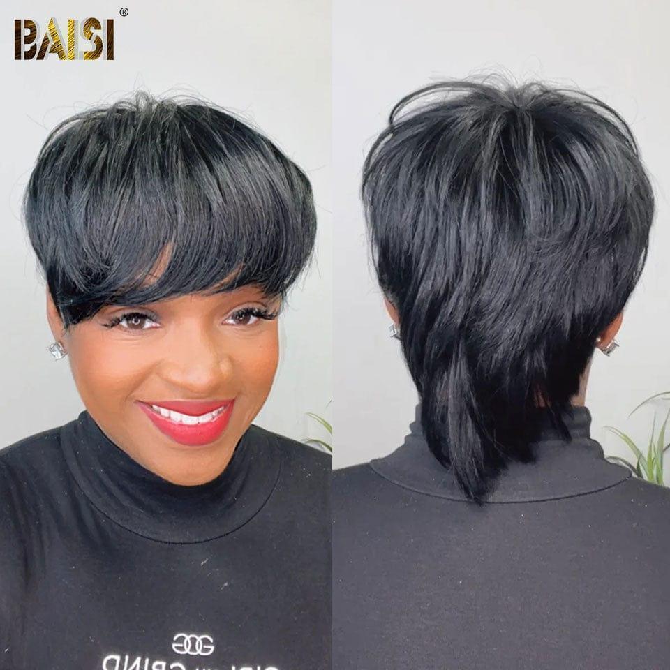 Peluca media recta BAISI, adorno de pelo parcial personalizado en Color 1B (esta no es una peluca completa)
