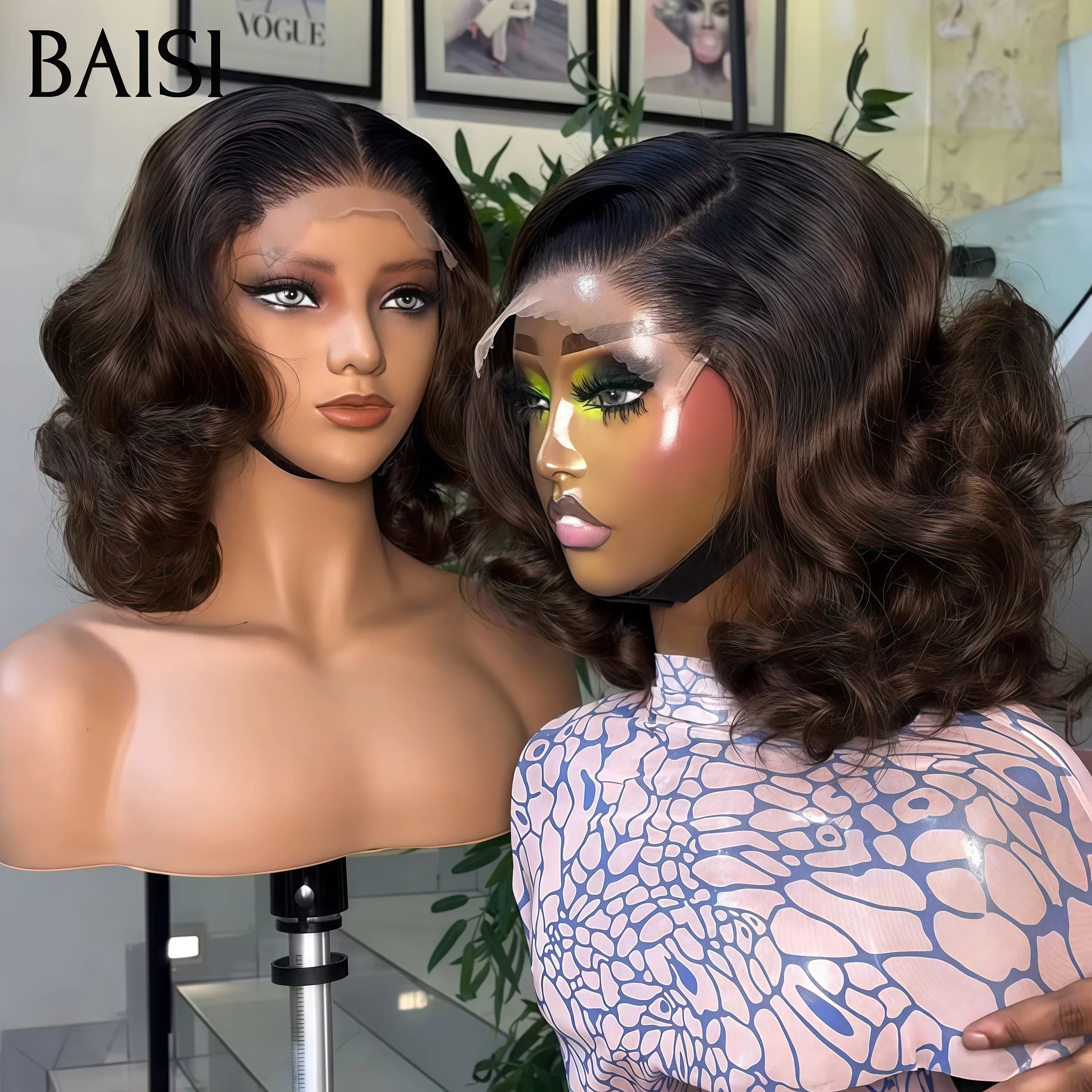 BAISI 13X4 Lace Curly Egg Wave Perücke, individuelle Farben, 18 Zoll, 300 % Dichte, 198 € in 100 % Echthaar