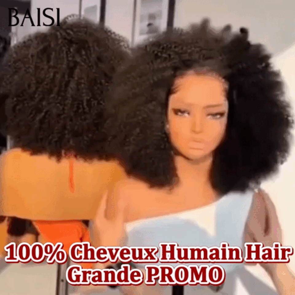 GRANDE PROMO 13X4 Lace Afro 10 pouce comme la vidéo en 100% Cheveux Humain Hair