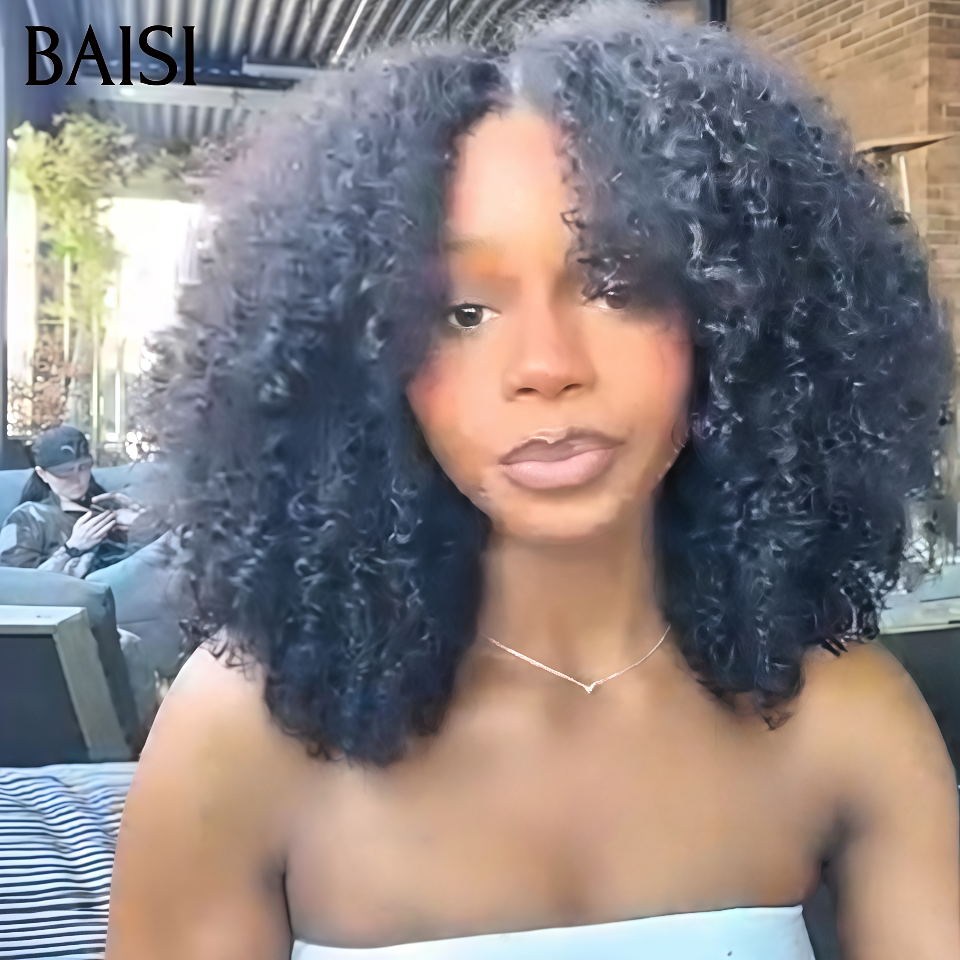 BAISI perruque PROMO 100% Vietnam Hair Qualité SDD Perruques Afro Kinky 4x4 lace 18 pouce 169€ sans colle 300% de Volume en 100% Cheveux Humain Hair