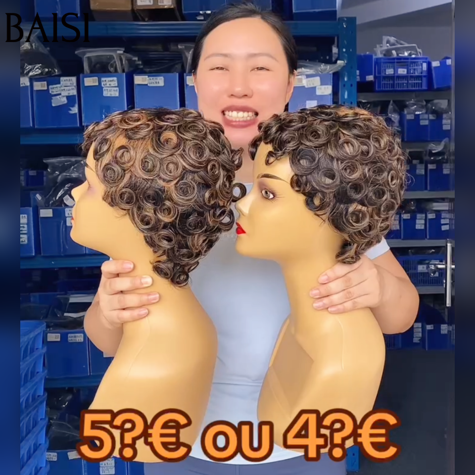 BAISI Perruque Chioma 40€ 1B30# sans Colle machine en 100% vrais cheveux humains