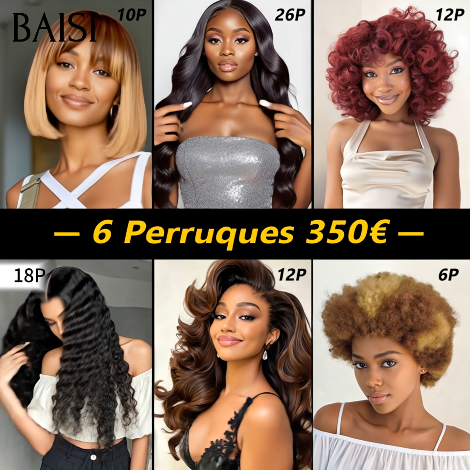 6 Perruques 350€ prix abordable pour business bcp de couleurs noir marron mixte bordeaux jolie texture lisse wave egg curly afro faciles à revendre 100% vrais cheveux humains