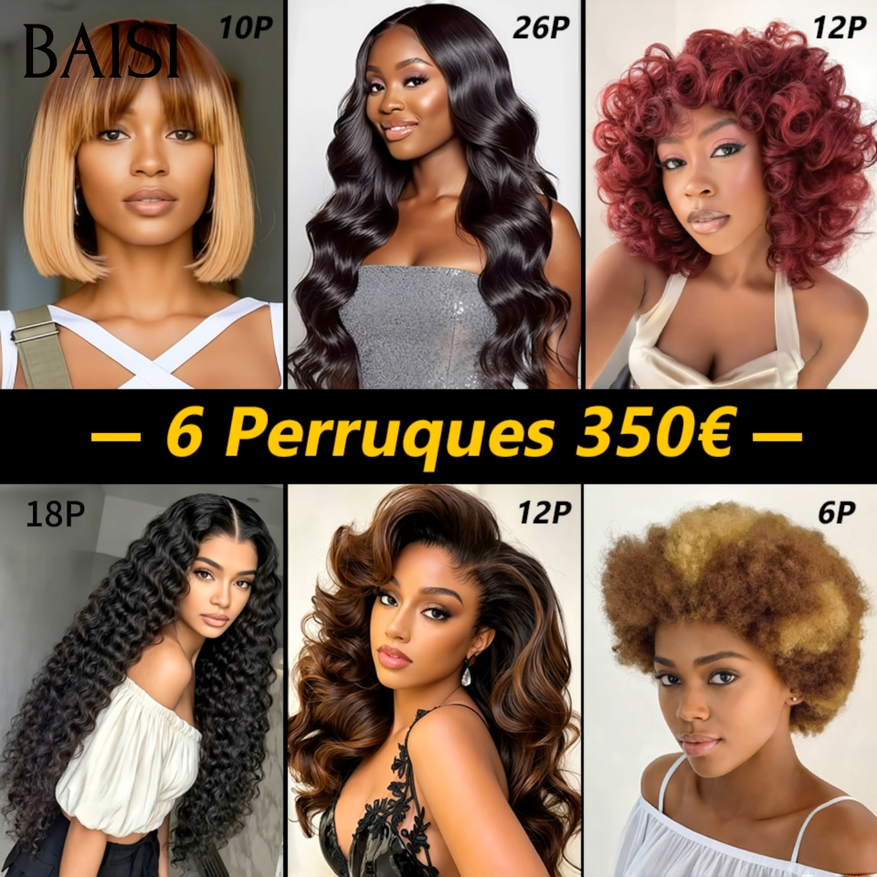 6 Perruques 350€ prix abordable pour business bcp de couleurs noir marron mixte bordeaux jolie texture lisse wave egg curly afro faciles à revendre 100% vrais cheveux humains