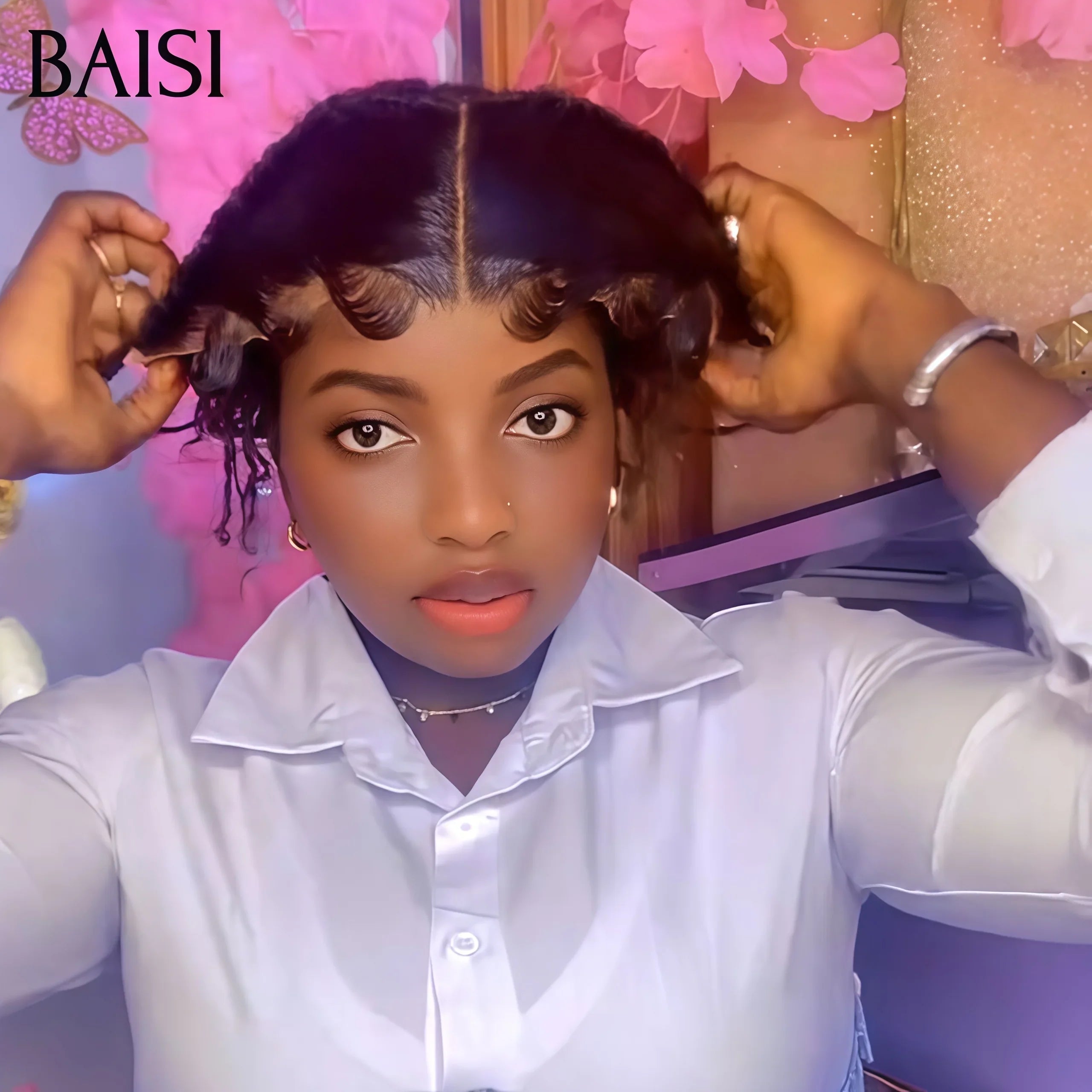 BAISI 12 Pouces 100% comme la video Grande lace frontale avec natte prête à porter sans colle simple et efficace résultat beau et naturel