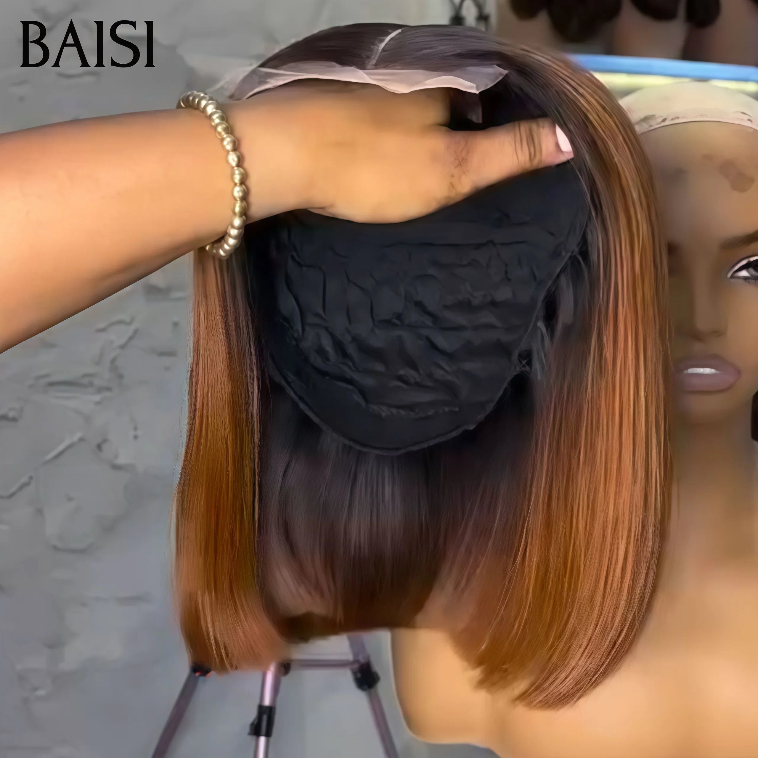 BAISI 2X6 perruque en couleur Marron Lisse Bob Haute Qualité DE luxe SDD BONE Straight 100% Vietnam Hair en 100% Cheveux Humains MP50