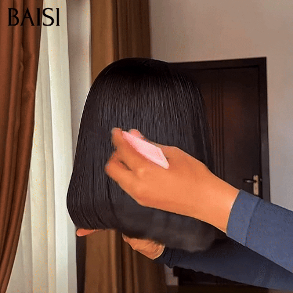 BAISI Perruques 2X6 Lace de Luxe 100% Viêtnam Hair Perruque BOB Noir Lisse Vietnam Hair plus de 20 ans d' utilisations