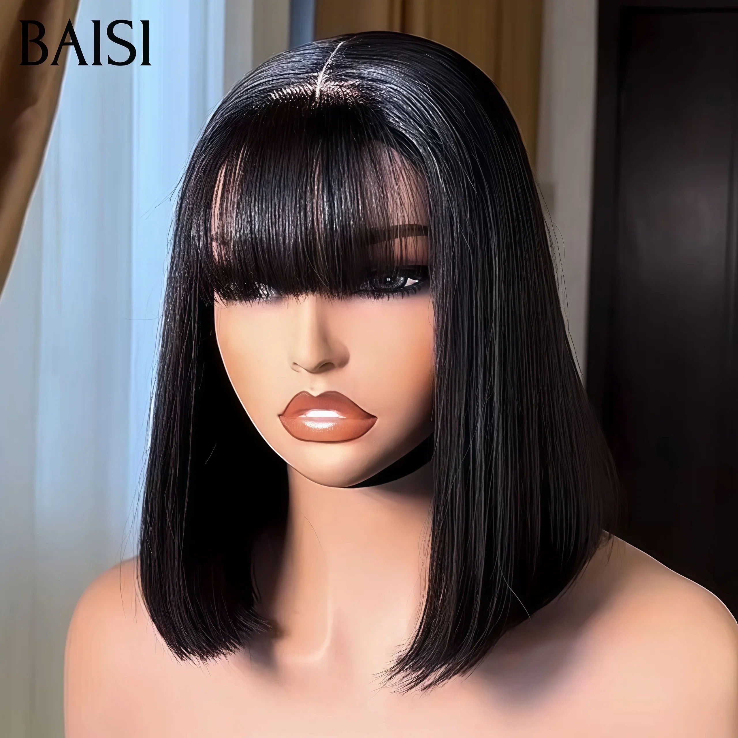 BAISI Offre Flash Bob lisse Avec Frange Perruques de Luxe 100% Vietnam Hair SDD BONE STRAIGHT 250% densité sans Lace sans colle