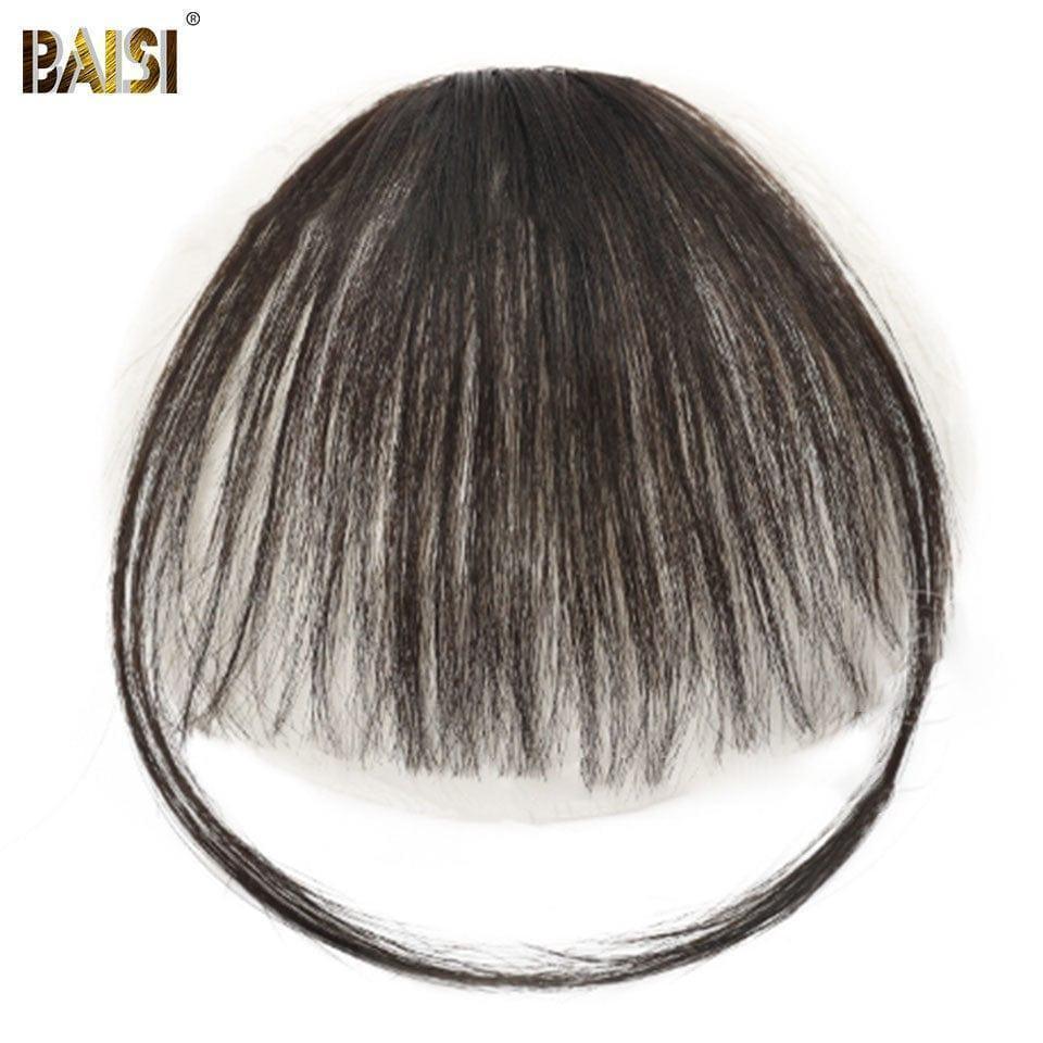 BAISI 2 peças de clipes de franja com clipes ajustáveis 100% cabelo humano liso de cor natural (à venda com peruca pelo menos para entrega)