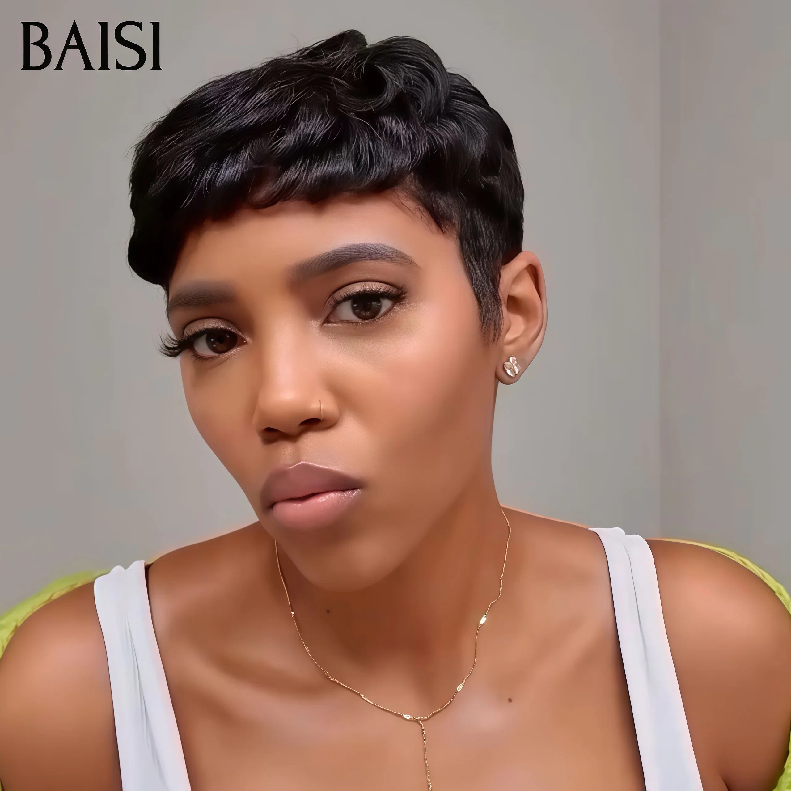 BAISI 10 Inch Wig €69 Curly Water Wave Machine Made in 100% Human Hair