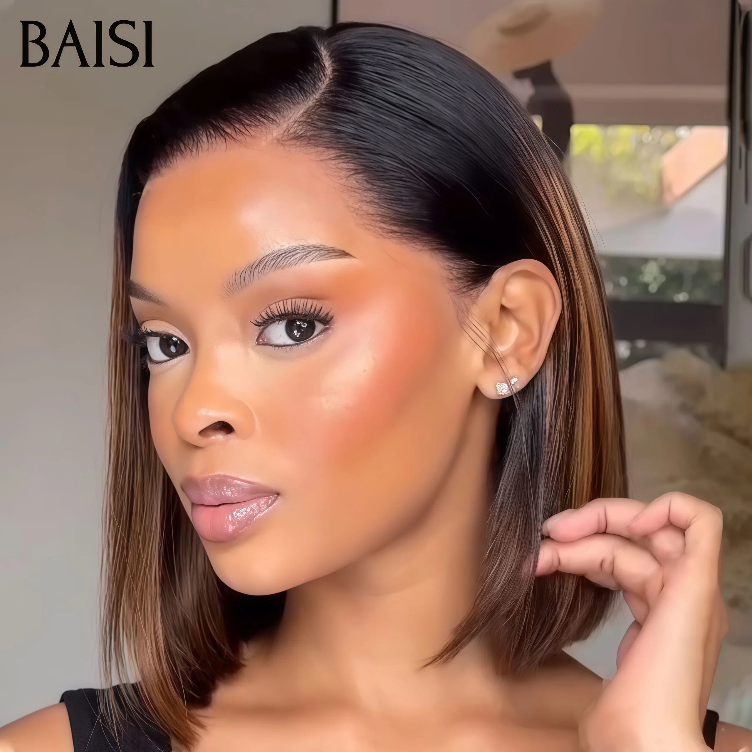 BAISI 15A SDD BONE STRAIGHT 300% densidad 13X4 Pelucas bob rectas de lujo A1 hechas con cabello doble dibujado