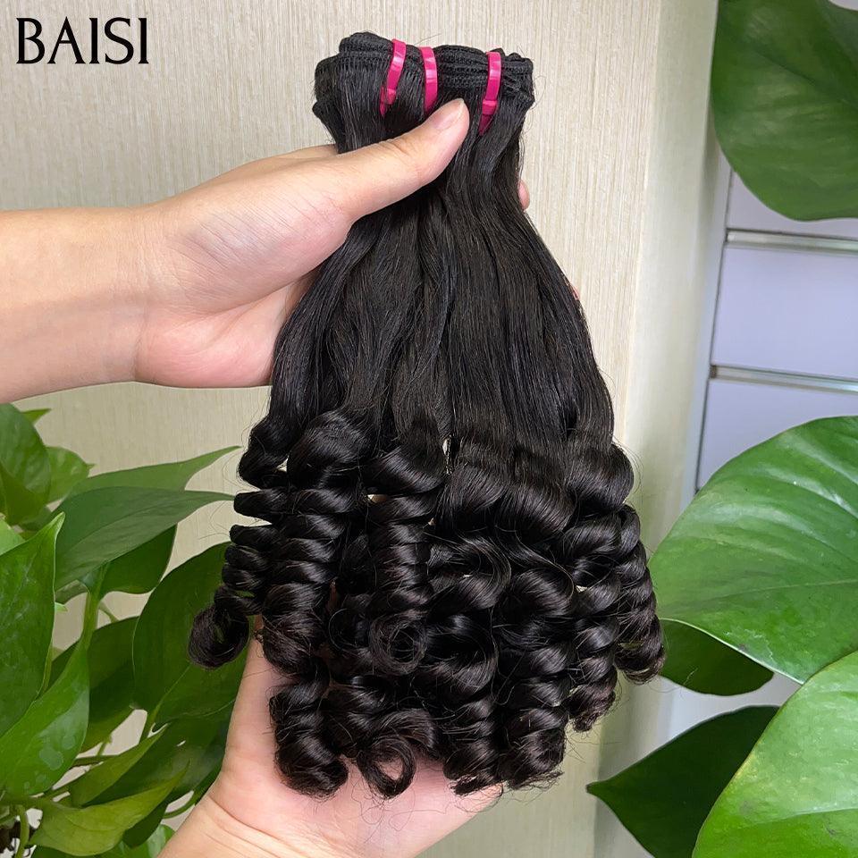 BAISI 15A Grade 3 Boules de Tissages Cheveux Vierges 100% Vietename Hair Double Drawn Fumi Hair Flower Curl