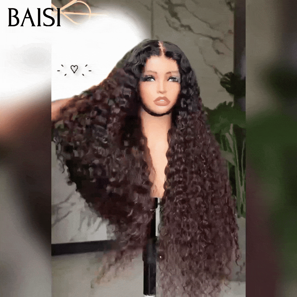 BAISI vente en promotion Lace frontal Perruque 13*4 Curly wave Marron 1BT4# 100% Cheveux Humains