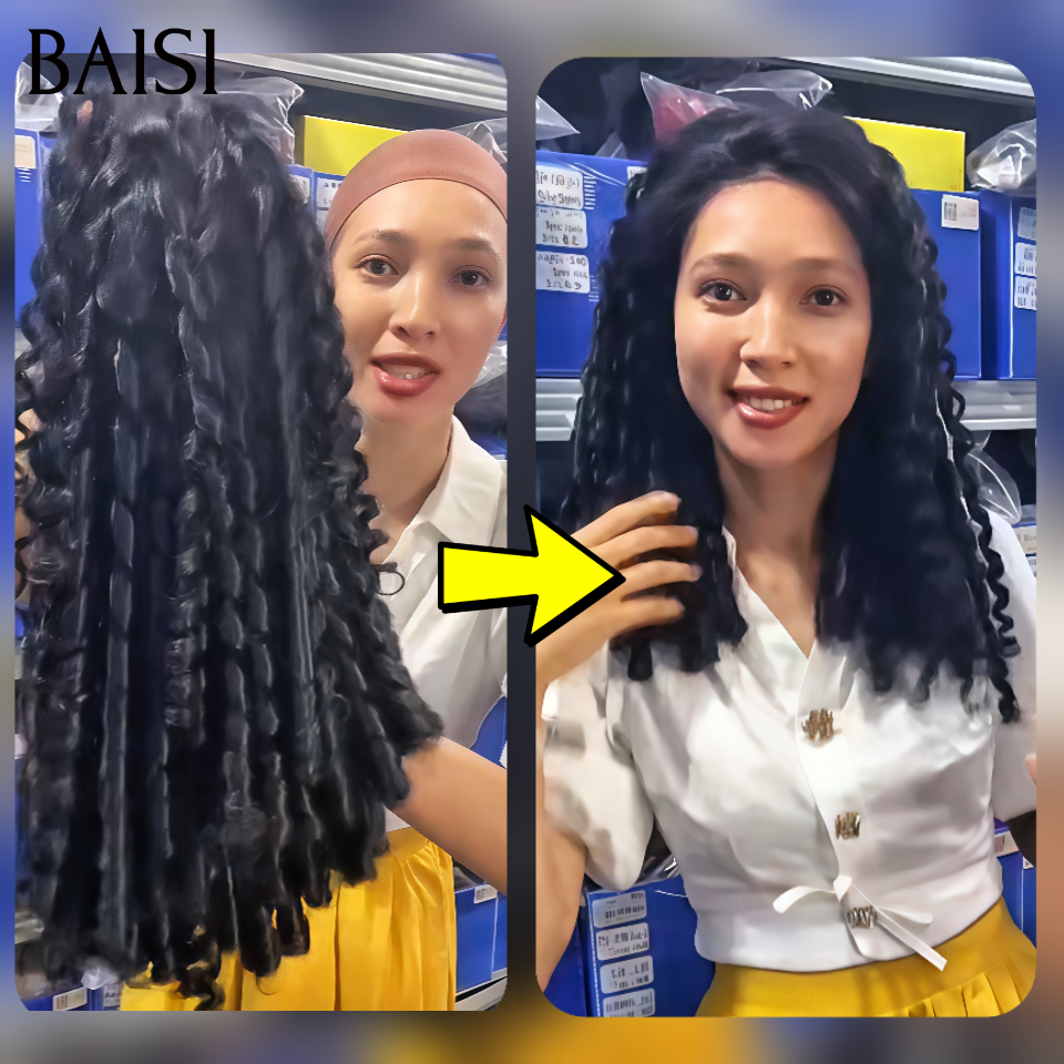 BAISI 13X4 lace perruque Bouclée TW 14 pouces 159€ haut de gamme avec les Baby Hair naturel sans colle Prêt-à-porter 100% vrais cheveux humains