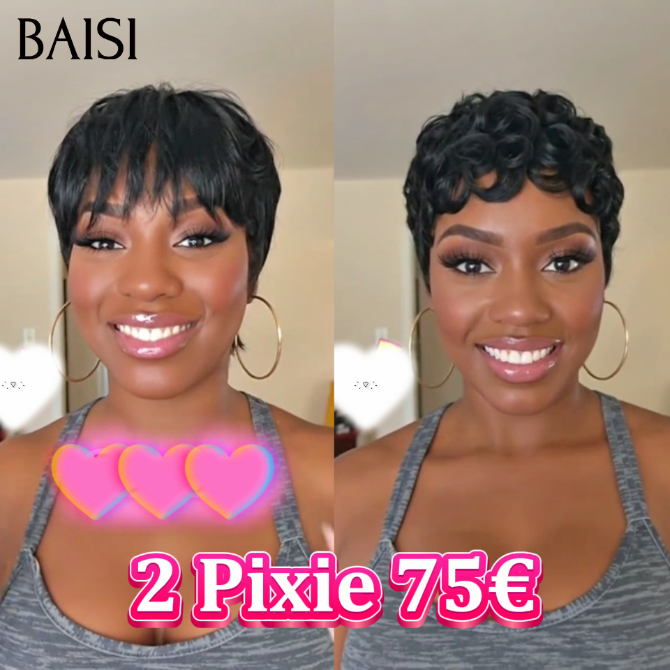 BAISI 2 Pixie 75€ Fabriqué à la Machine ou Pixie Lisse 50€ ou Pixie chioma 45€ en 100% Cheveux Humains vietnam hair