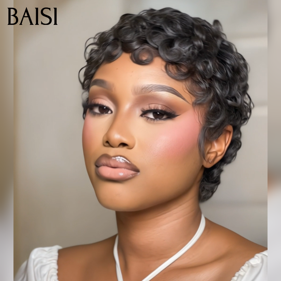 BAISI Prix en Gros perruques de l'usine 1 pixie finger 1B 50€ cheveux humains ou 1 carton 10 pièces 150€ ou 14 perruques longues 200€cheveux naturels stock limité blended humain hair sans retour