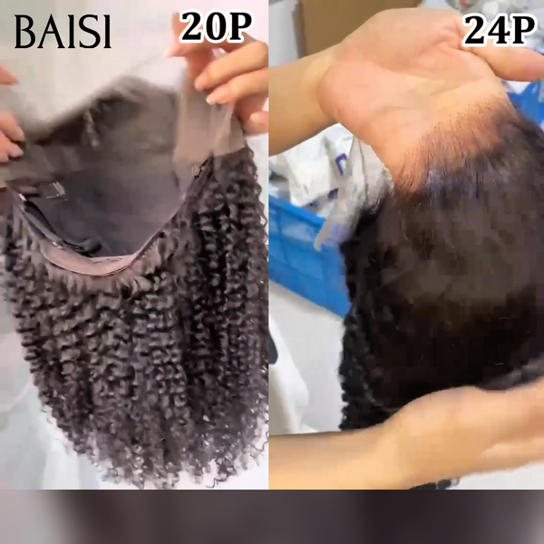 BAISI Perruques 2 Prix en Gros 249€ 13x4 lace frontale curly wave 20 pouces noir et deep wave 24 pouces 100% cheveux raw hair