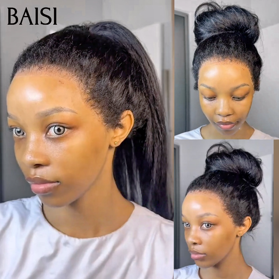 BAISI perruque Upgrade Invisible Strap 360 lace Frontal kinky en Couleur naturel Invisible Strap Perruque 360 Prêt-à-porter -20% OFF en 100% Raw Hair Lace déjà couper