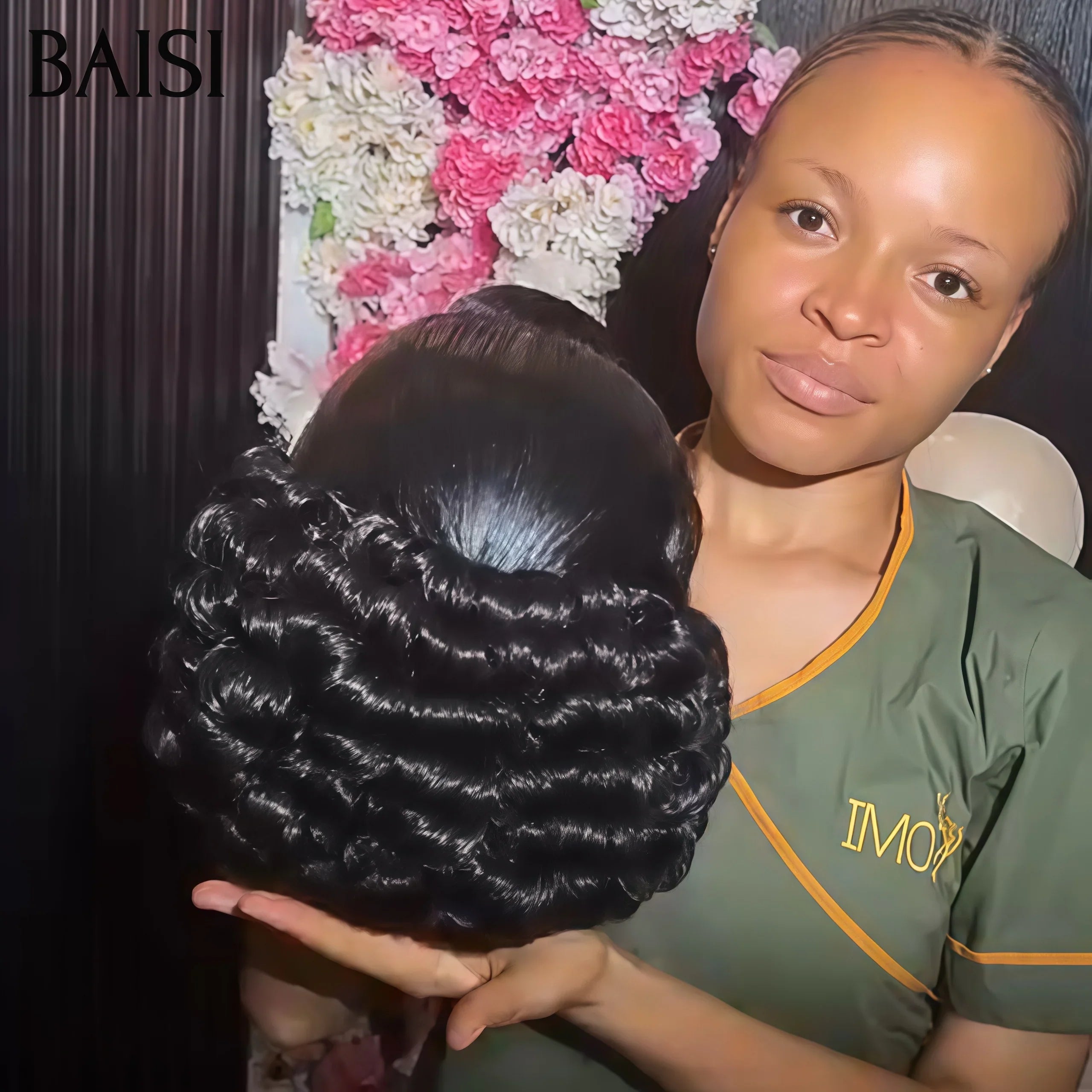 BAISI Coiffure de luxe Nina Perruques Mariage Prête à porter chignon et personalisation comme sur la vidéo 100% identique avec lace frontale pour mariage ou événement spécial VIP100