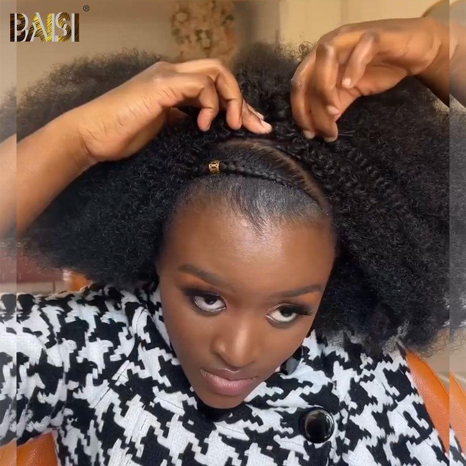 BAISI Perruque demi tête clips hair extension 20 Pouce 179€ Vietnam Hair 300% densité En Couleur Noir Afro Curly en 100% cheveux humains
