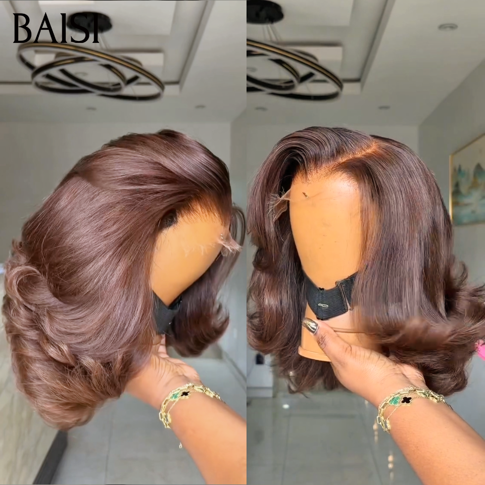 Perruque en promotion avec cadeaux gratuit egg wave Marron 100% vrais cheveux humains vietnam hair 14 pouce recommandée 100% identique