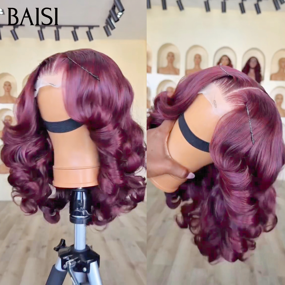 BAISI recommandé Perruque 100% bonne qualité Ondulé Body Wave 13x4 lace frontale boucle 100%vrais cheveux 18 Pouce 169€ bordeaux 99J# ou 20 Pouces 199€ taille au choix selon votre budget accepter son prix jamais deçu